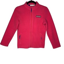 Vineyard Vines Fleece Full Zip Jacket Girls Large Hot Pink 2 Zip Pockets