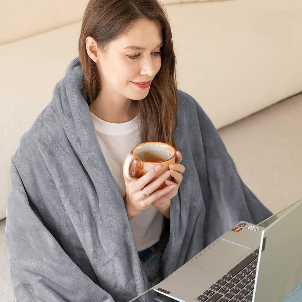 LUXURIOUS ELECTRIC HEATED THROW SOFT FLEECE BED UNDER BLANKET DOUBLE