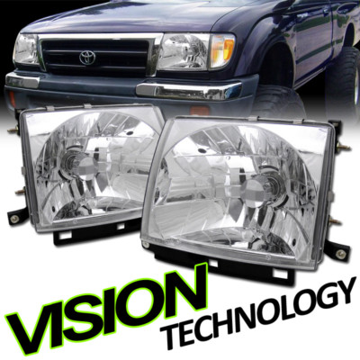 For 97-00 Toyota Tacoma 2WD/4WD Chrome Clear Lens Headlights Headlamps Lamps Ks