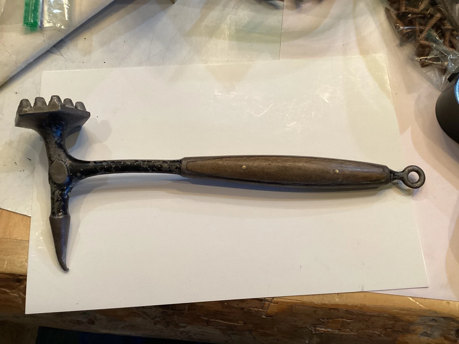 Primitive 1800's Meat Tenderizer Hammer Utensil Tool dated 1867