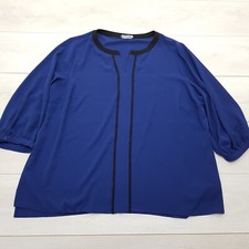 BONMARCHE Smart Top Blouse Size 24 Blue Stretch Long Sleeve Elegant Workwear