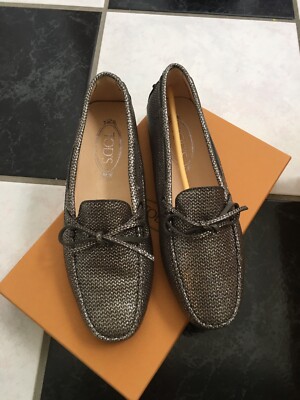 NIB 100% AUTH Tod's Glitter Lace Moccasins Flats Shoes $475
