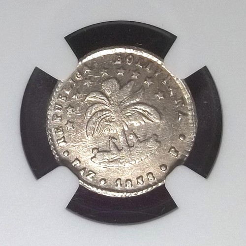 BOLIVIA - LA PAZ MINT - 1/2 SOL SILVER - 1858 P - NGC MS62 - KM-132 - 第 2/4 張圖片