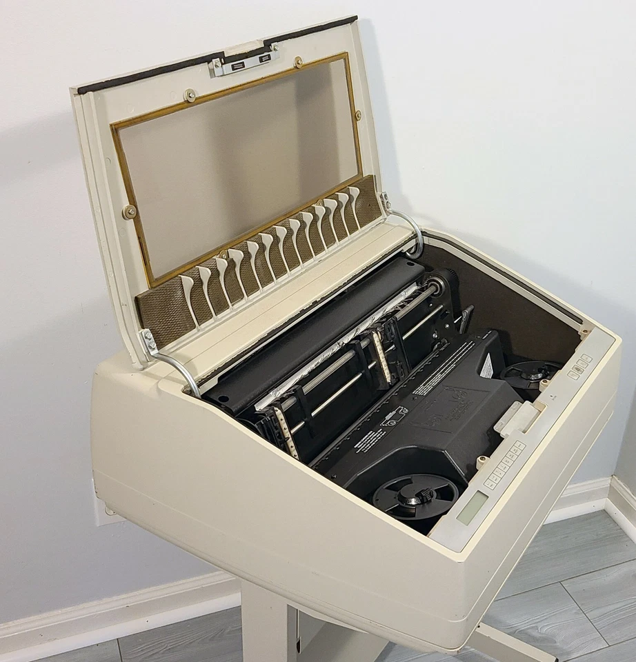 PRINTRONIX P5005-GOLD COMMERCIAL DOT LINE MATRIX PRINTER 1998 HUGE w FLOOR STAND - Image 3 of 4