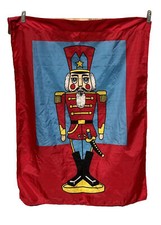 Vintage Christmas Nutcracker Soldier Banner Flag Nylon Holiday Yard Decor