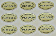 Gold Foil Labels 14KT GOLD  Peel Off Adhesive Tags Oval 1/2" x 5/16" Jewelry 14k