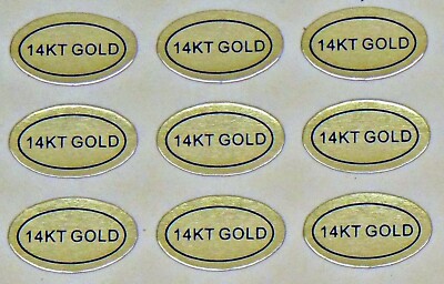 Gold Foil Labels 14KT GOLD Peel Off Adhesive Tags Oval 1/2