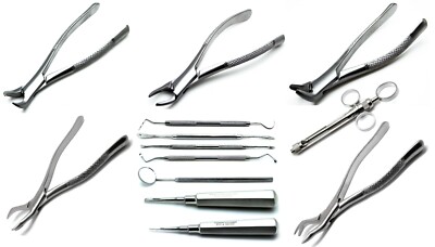 Extraction Set of 13 Dental Stainless Steel Premium Instruments New Tray Setup