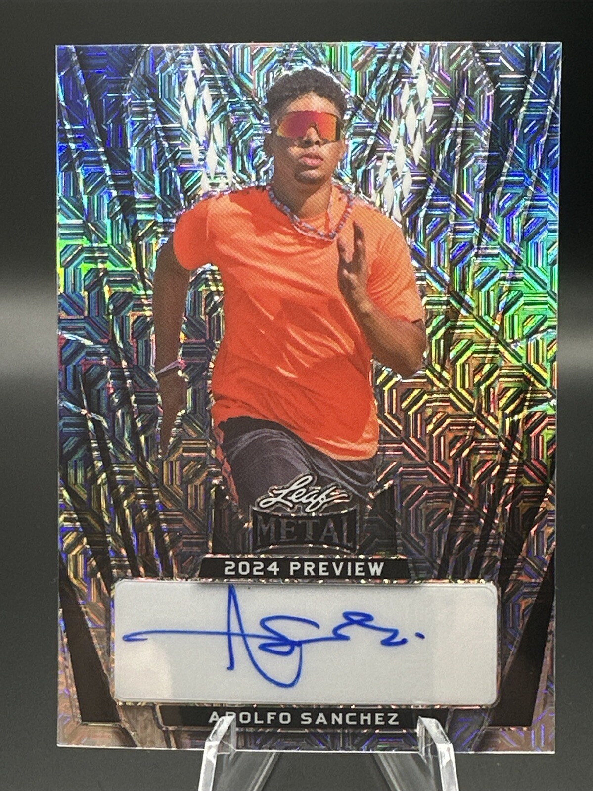2024 Leaf Metal Preview Blue Mojo Auto 2/2 Adolfo Sanchez #LMP-AS1 Reds RC