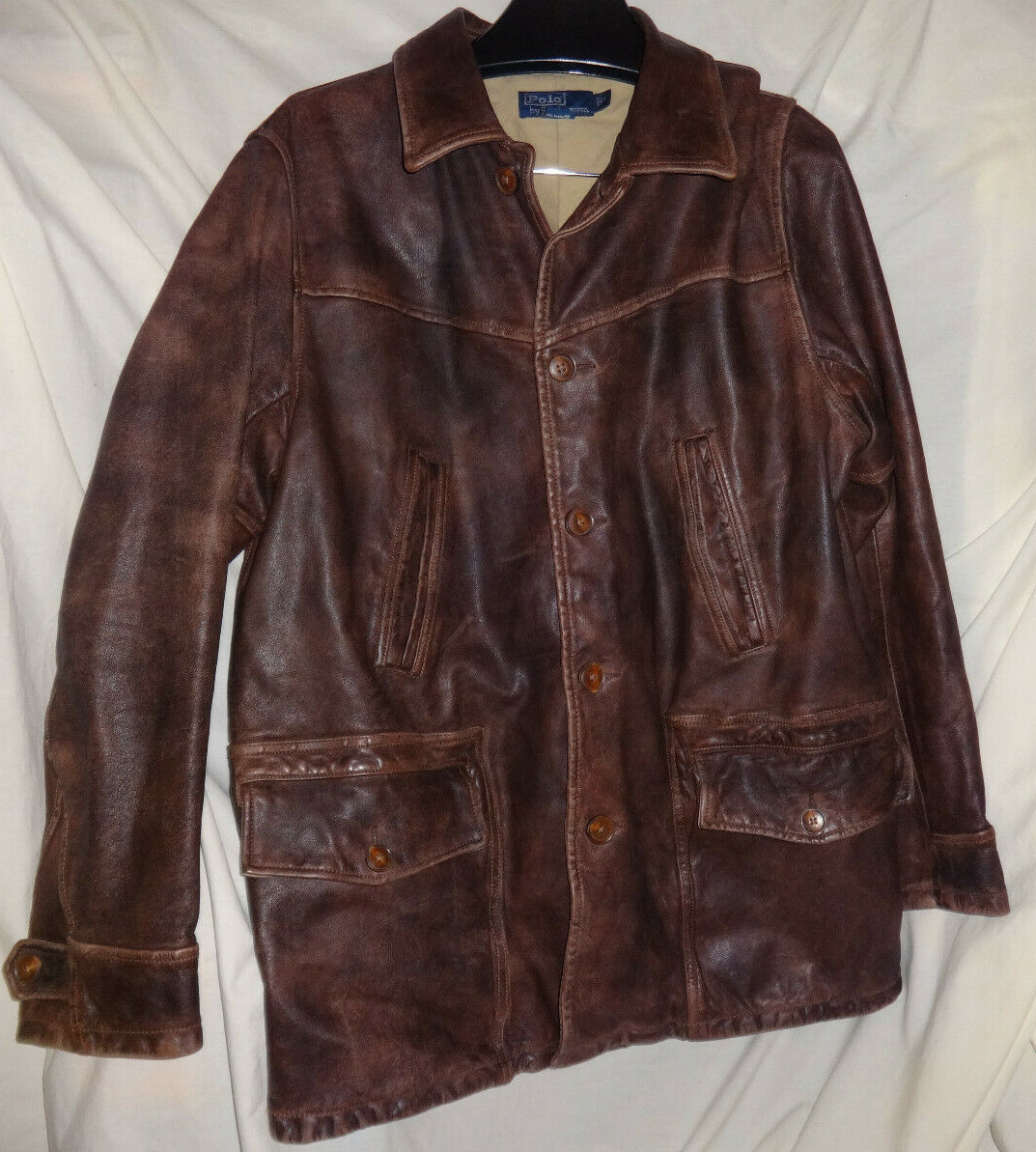 Polo Ralph Lauren Double RL Brown Leather Jacket L Gem