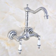 Chrome Swivel Spout Bathroom Kitchen Basin Sink Faucet Mixer Tap Wall Mount