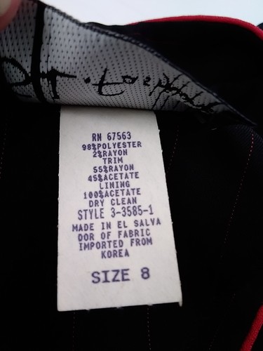 S.L. Fashion Womens Long Dress Size 8 Black with Red Strips & Buttons Zip Back - Picture 9 of 9