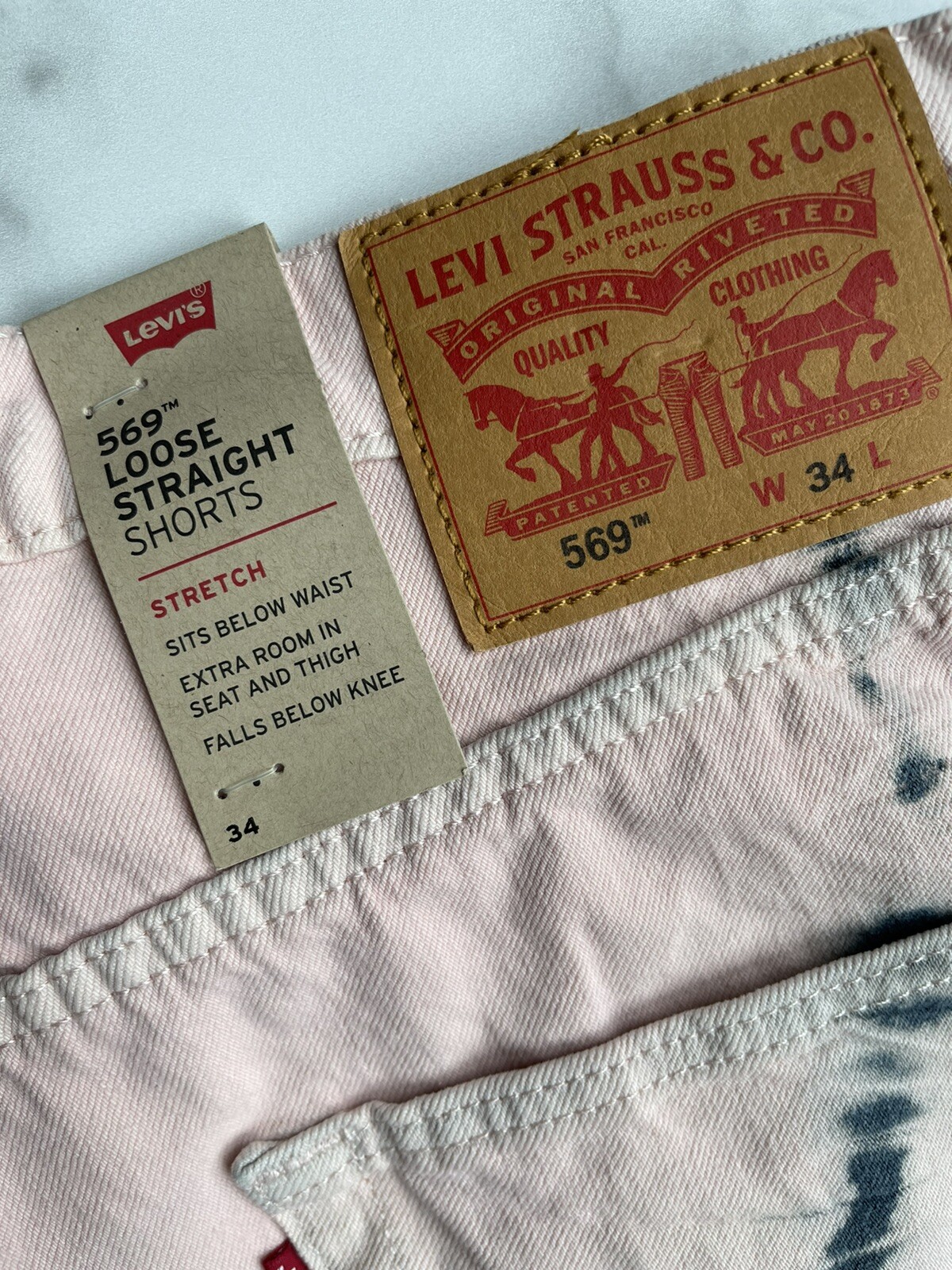 Levi's Men’s 569 Size 34 Loose Straight Shorts Biscuit Light Pink Black NWT - Thumbnail 3