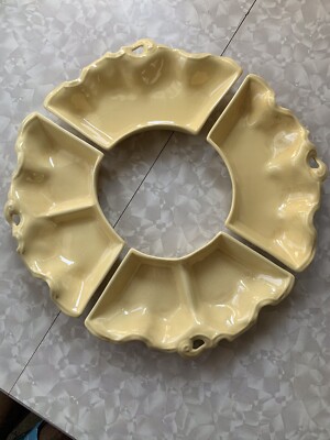MCM California Pottery Yellow 4 Pic Serving Tray Set Pottery A.C. Davey Vintage