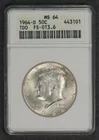 1964-D Kennedy Half Dollar - Error Tripled Die TDO FS-013.6 ANACS MS 64 - N309