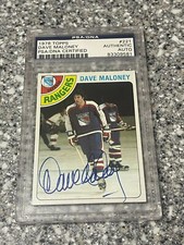 Dave Maloney Autographed 1978-79 Topps Card #221 NY Rangers PSA/DNA Encased