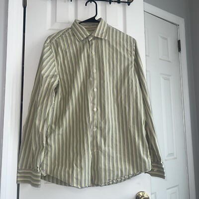 Banana Republic Classic Fit Button Up Dress Shirt Mens Size M Striped Green