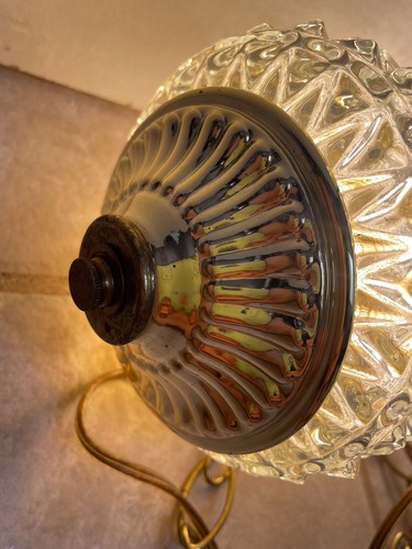 Vintage MCM Hollywood Regency Mid Century Clear hanging pendant swag lamp - Picture 5 of 14