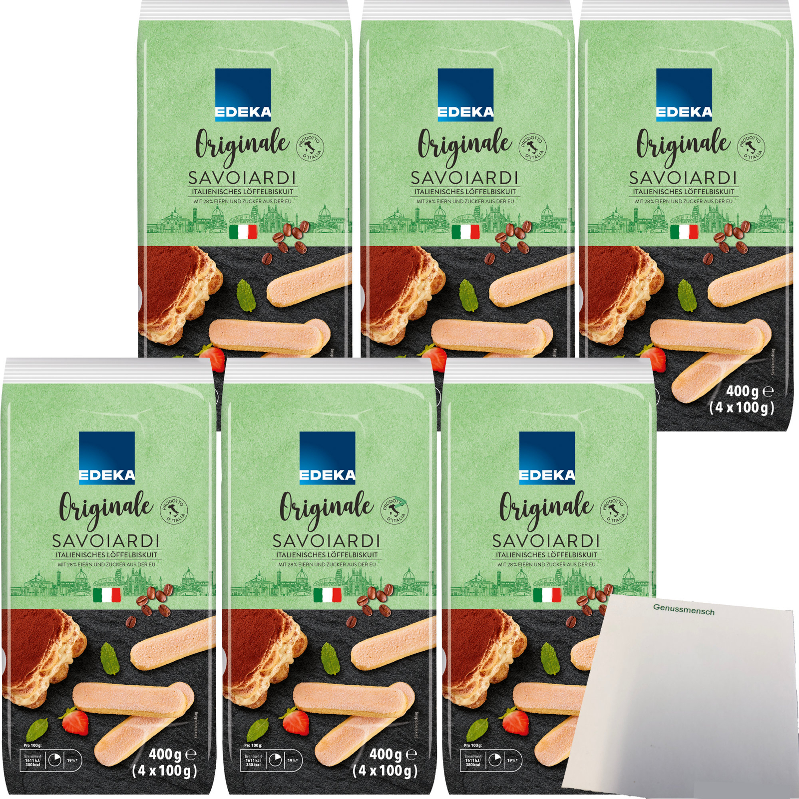 Edeka Löffelbiskuit das Original aus Italien mit Zuckerkruste 6x400g Packung usy