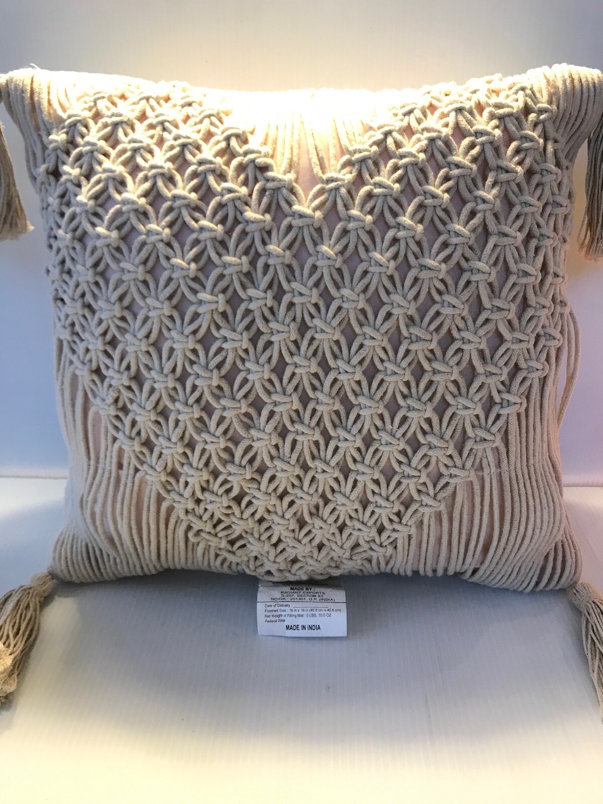 NWT Macrame Heart Shaped Square Throw Pillow Cream OpalHouse