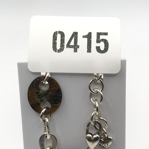 Brighton Chain Bracelet with Engraved Brown Charms Whimsy Goth Silver Plate 7-8" - Picture 8 of 8