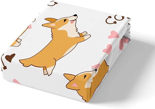 Vibrant Twin Sheet Set with Corgi and Animals - Soft Microfiber Bedding - Picture 5 of 6