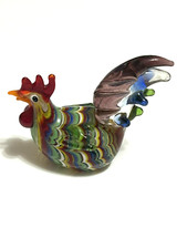 Fitz And Floyd Art Glass Menagerie Hen Rooster Chicken Figurine