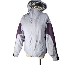 BURTON sz S grey purple hooded ski snowboard parka jacket winter WOMEN'S