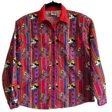 Vintage Disney Cowboy Mickey Mouse Button Down Shirt, Western Cowboy, Size S