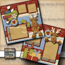 FAMILY CHRISTMAS  2 premade scrapbook pages paper piecing BY DIGISCRAP  A0151