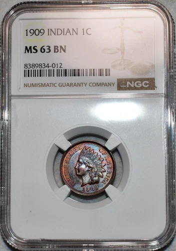 NGC MS-63 BN 1909 Indian Head Cent, Attractively Toned specimen.