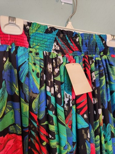 VTG 70s Sears Lana D New Nos Pleated Bright Skirt W Pockets Floral Hawaiian Sz S - Picture 3 of 7