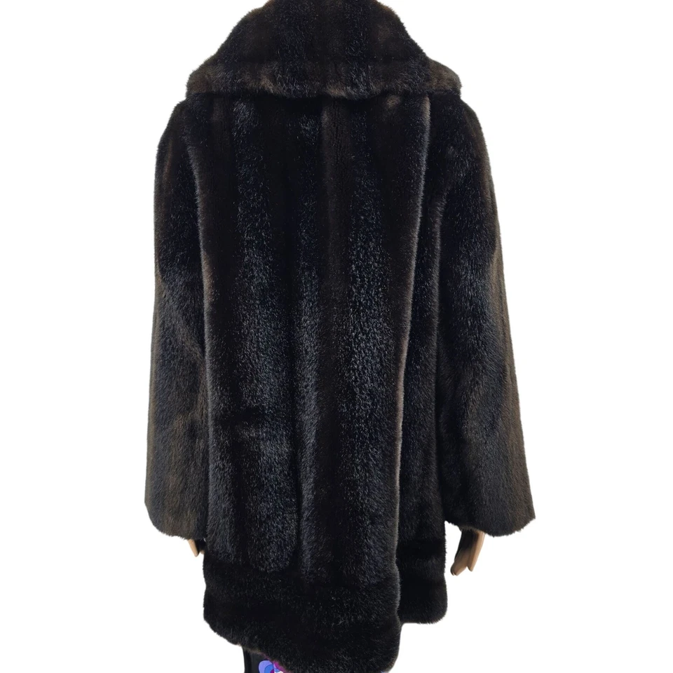 Abrigo de piel sintética marrón vintage Tissavel Country Pacer, para mujer XL Foto 3 de 4