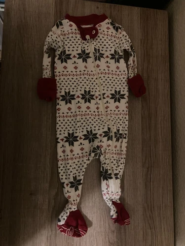 Burt's Bees Christmas Pajamas 0-3 Months Sleeper Footed Fair Isle Print Zip Up