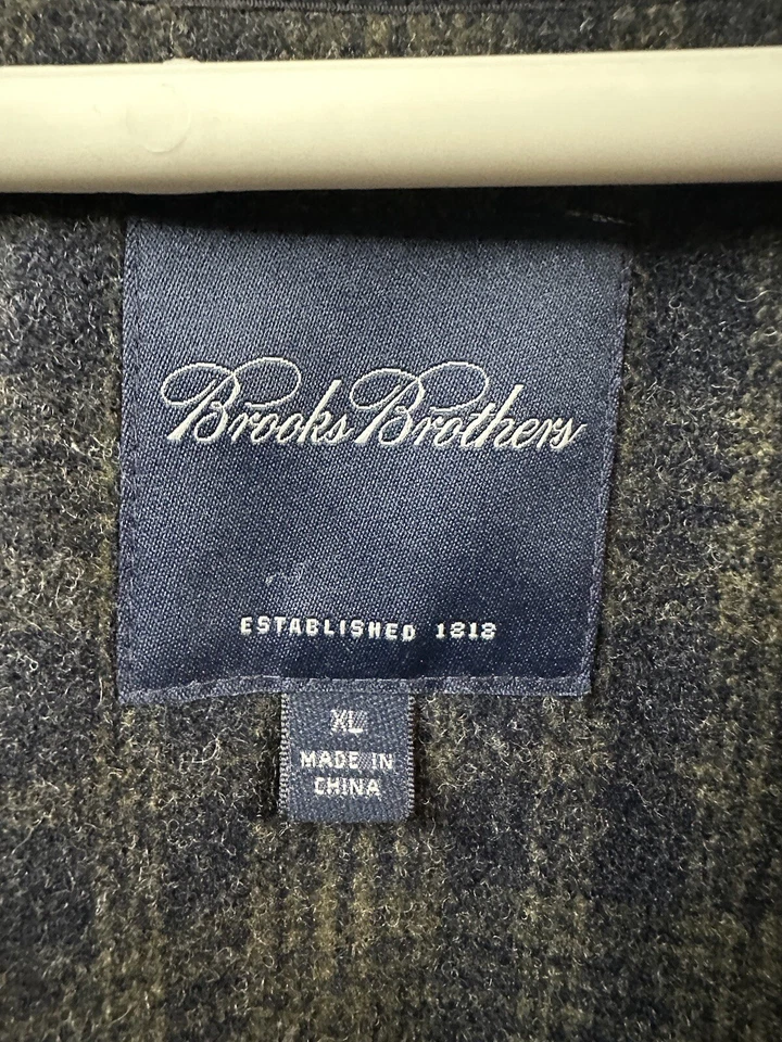 Mens Brooks Brothers Xl Black Jacket Removable Zip Out Lining Acrylic Wool - Image 2 of 4