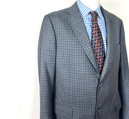 J Hilburn X Vitale Barberis Canonico Sport Coat Jacket Gray Check Wool Men's 42R - Picture 3 of 11