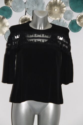 Pretty Blouse Sleeve 3/4 Black Dentelle Sandro Size 1 Or 36 Fr - Picture 1 of 5