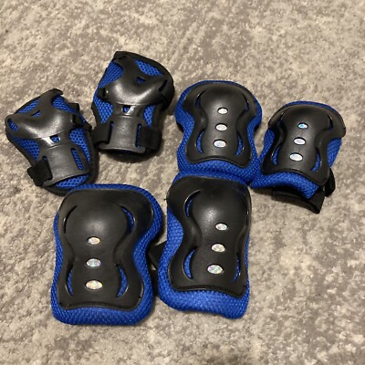 Kids, Knee pads and Elbow Pads Wrist Guards, Protective Set,Blue Medium Age7-13