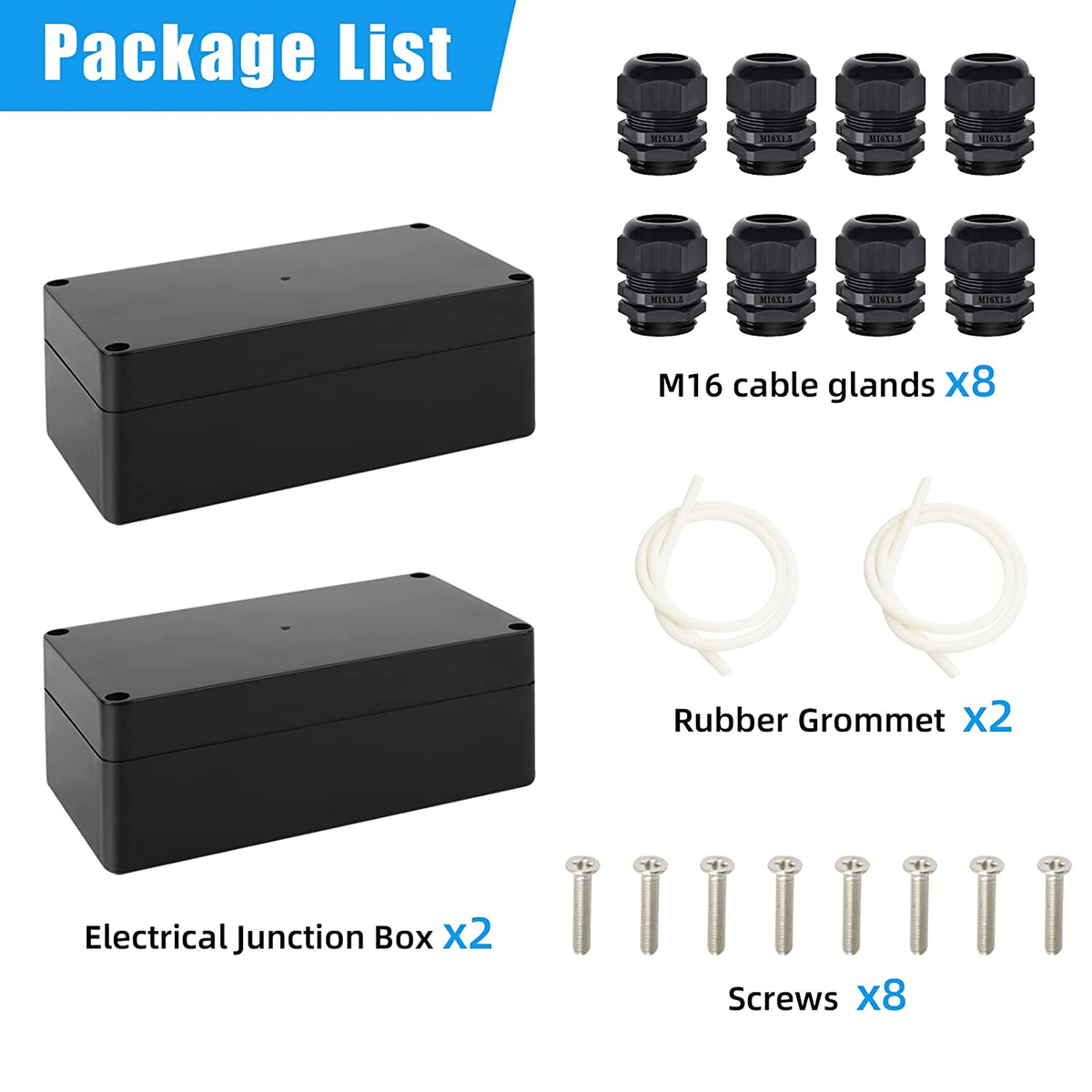 Boîte De Dérivation Boîtier, 5 Pièces Boîtier De Câblage, Boîtier électronique Noir, Couvercles