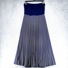Gap Womens XS Maxi Dress Blue White Striped Strapless Stretch Elastic Pullover
