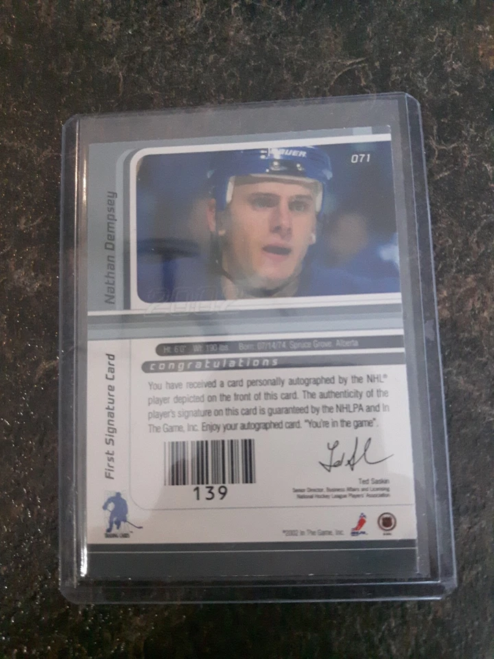 2002 In The Game Be A Player Signature Series Nathan Dempsey Auto Card# 071 - Image 2 of 2