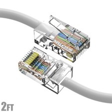 2FT Cat5E RJ45 Ethernet LAN Network UTP Cable Non Booted Copper Gold 24AWG White