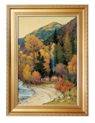 Joseph Henry Sharp: Apache Camp in Hondo Cañon, Total Size: 22.75x16.75