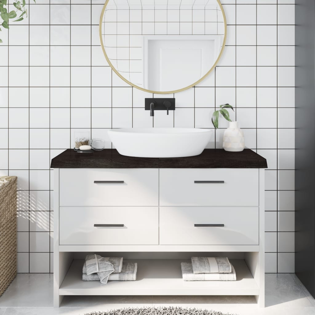vidaXL Piano Bagno Marrone Scuro 120x50x(2-6)cm Legno Trattato