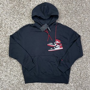 Nike Jordan 1 BLACK TOE Jumpman Puntada Sudadera Con Capucha Talla XL Para  Hombres Negro Rojo | eBay