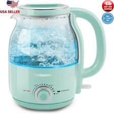 Electric Glass Kettle 1.2L Keep Warm Auto Shut-Off LED BPA-Free Mint 1200W New
