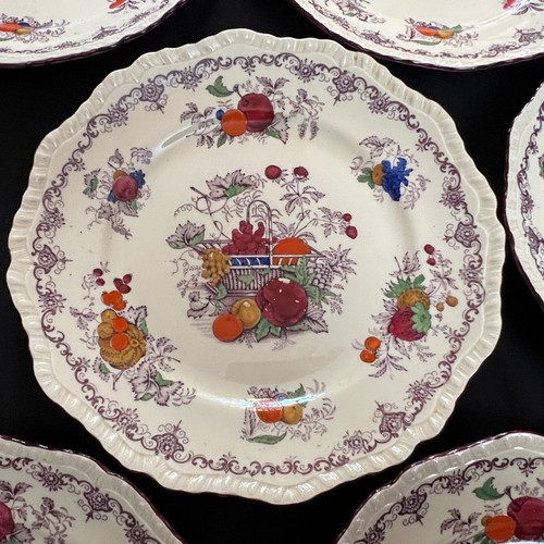 (8) Mason's Ironstone Fruit Basket 9-1/2" Dinner Plates Scalloped Edge - Picture 6 of 19