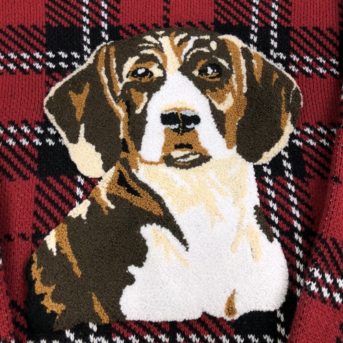 Urban Outfitters Red Tartan Dog Ugly Christmas Sweater Unisex Adult Size Small - Picture 2 of 11