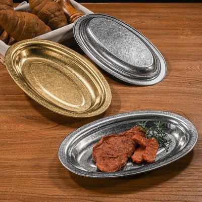 Restaurants Preferred ovale Grillpfanne mit kratzfester Edelstahloberfläche