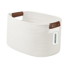 Cotton Rope Basket , Storage Baskets with Handle, 15x10x9 inches White-1Pack